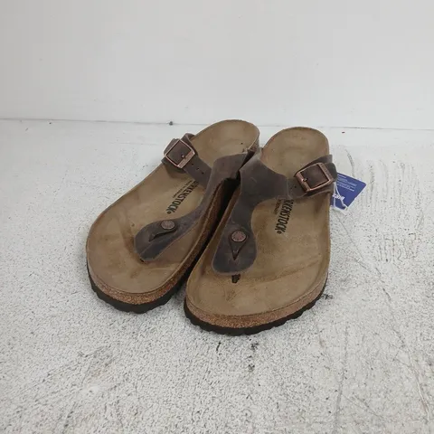 BIRKENSTOCK SANDALS β BROWN SUEDE, CORK FOOTBED, UK 9 (EU 44)