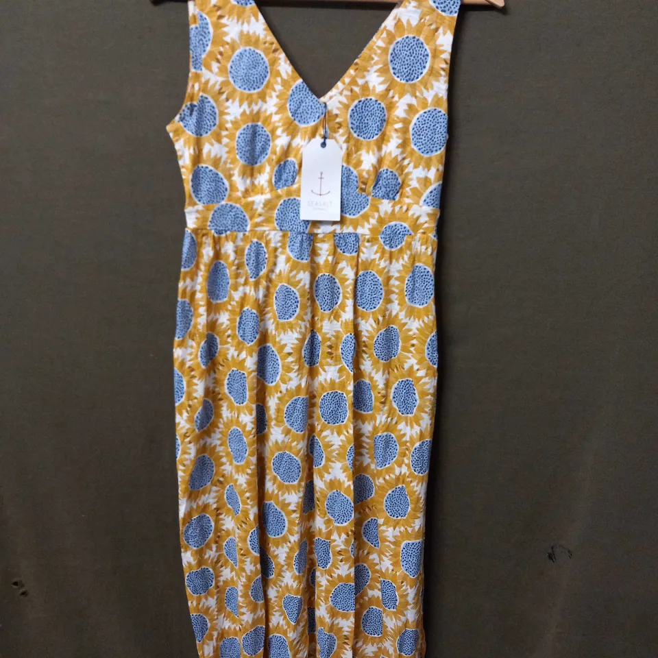 SEASALT CORNWALL POLMANTER DRESS SUNFLOWER COLLAGE CORN - UK 10