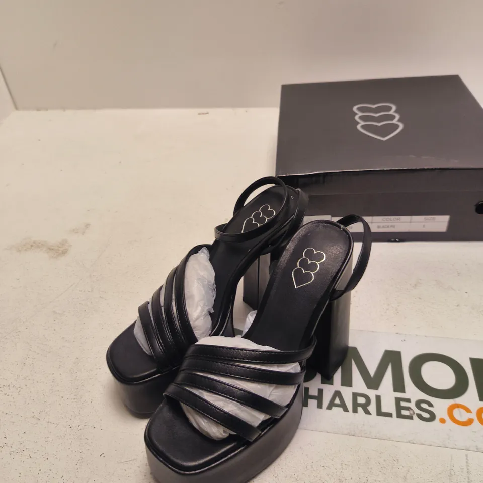 DBP52 BLACK PU PLATFORM SANDALS – WOMEN'S UK 5