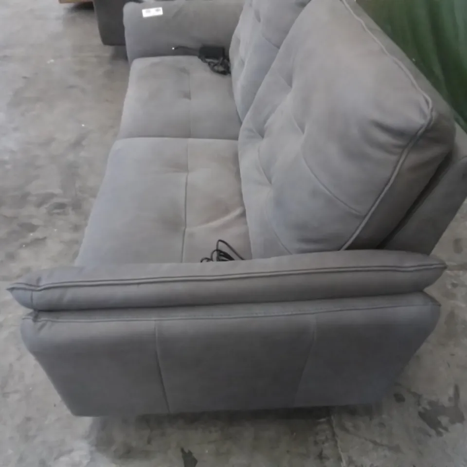 QUALITY ITALIAN DESIGNER MEDIUM 2-SEATER ELECTRIC RECLINING LEATHER SOFA IN GREY 