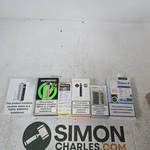 APPROXIMATELY 20 ASSORTED E-CIG PRODUCTS AND ACCESSORIES TO INCLUDE ELEAF, TALONS 3, ASPIRE ETC