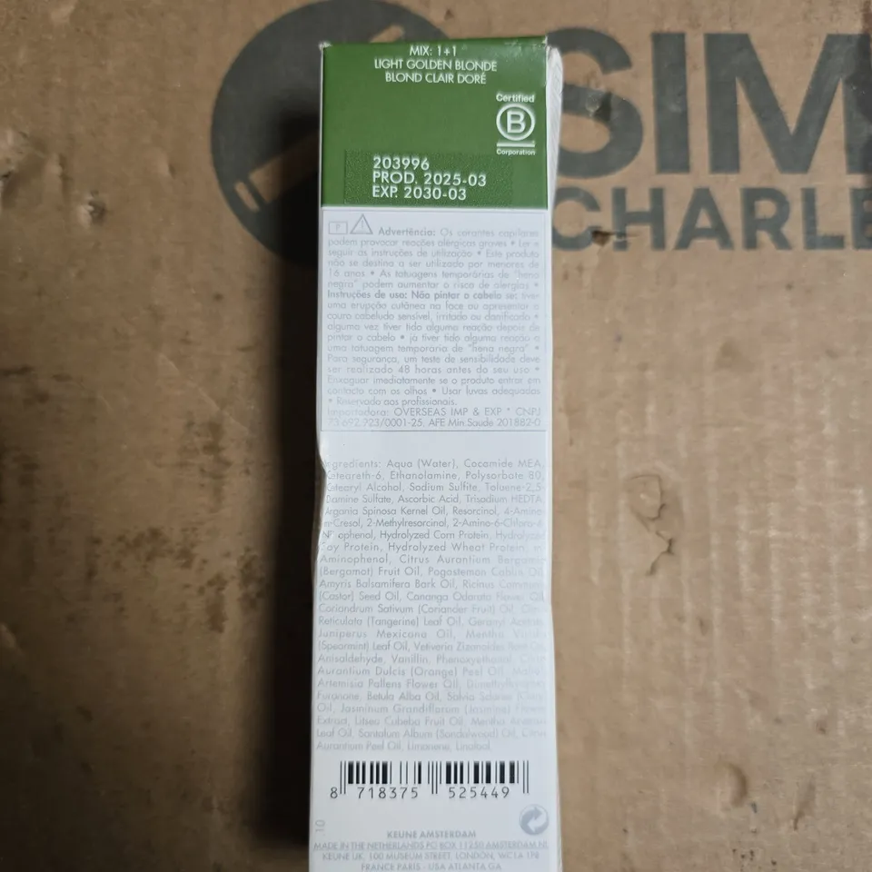 KEUNE SO PURE NATURAL BALANCE COLOR HAIR DYE – ARGAN OIL PHYTOKERATIN, JASMINE & SANDALWOOD LIGHT GOLDEN BLONDE