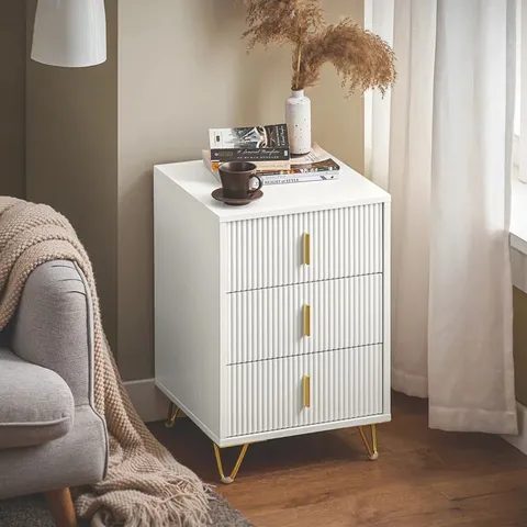 BOXED SATURMINO MANUFACTURED WOODEN BEDSIDE TABLE