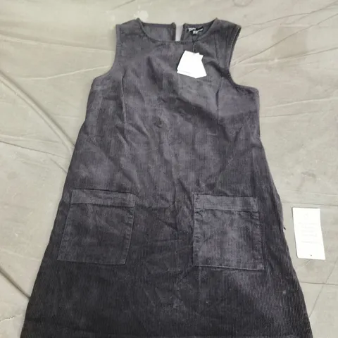 NOBODYS CHILD CHIARA PINAFORE MINI DRESS PLAIN IN CORD BLACK - UK 10