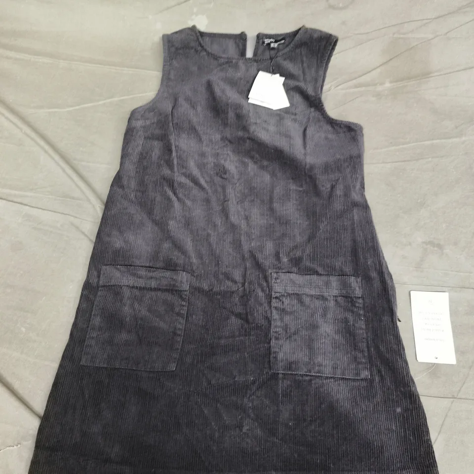 NOBODYS CHILD CHIARA PINAFORE MINI DRESS PLAIN IN CORD BLACK - UK 10