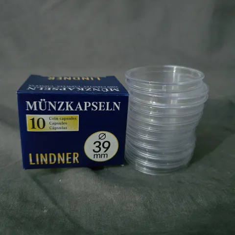 APPROXIMATELY 100 BOXED SETS OF LINDNER COIN CAPSULES (10 PER SET)