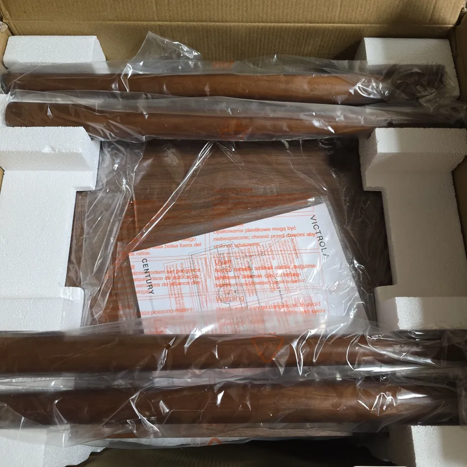 BOXED VICTROLA CENTURY WALNUT BLUETOOTH TURNTABLE WITH LEGS