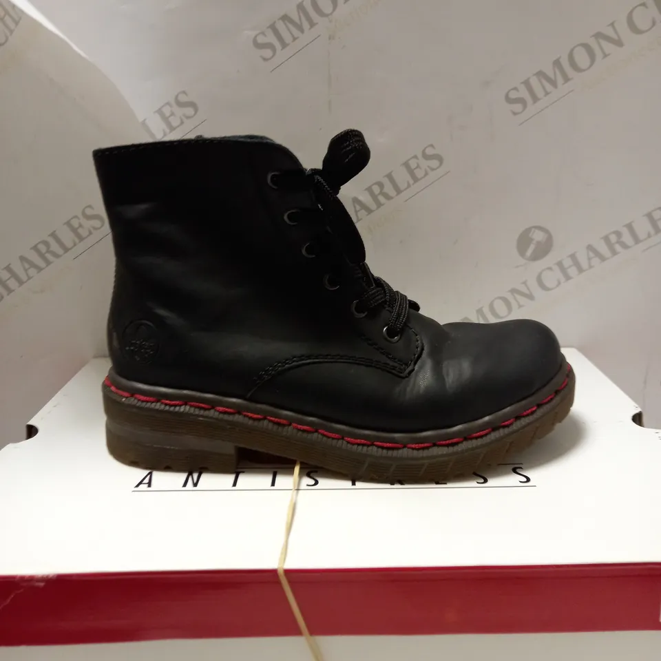 RIEKER BLACK LACE ANKLE BOOTS - SIZE 4