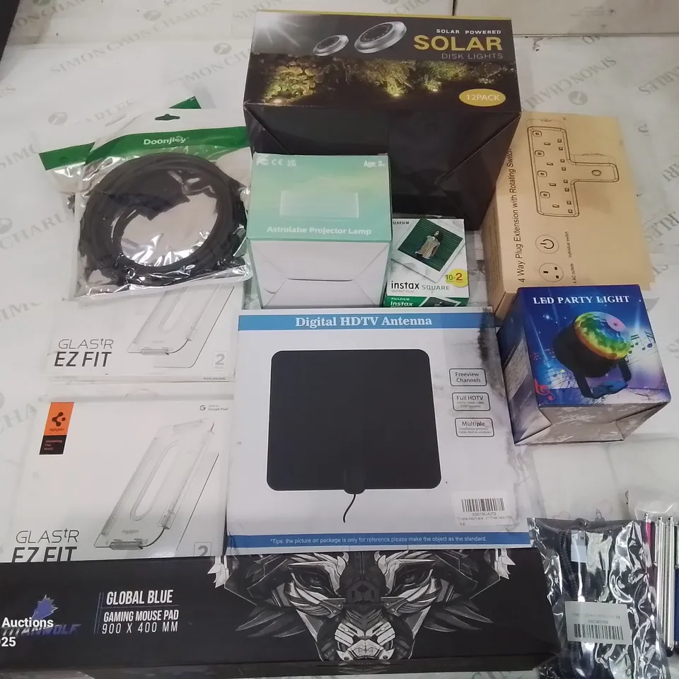 BOX CONTAINING LARGE AMOUNT OF MIXED BOXED ELECTRONIC ITEMS PHONE ACCESSORIES ETC.