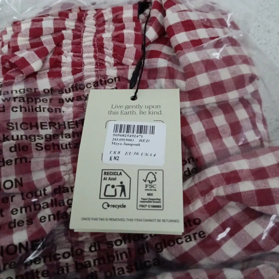 NOBODY'S CHILD UK 8 RED MAYA JUMPSUIT