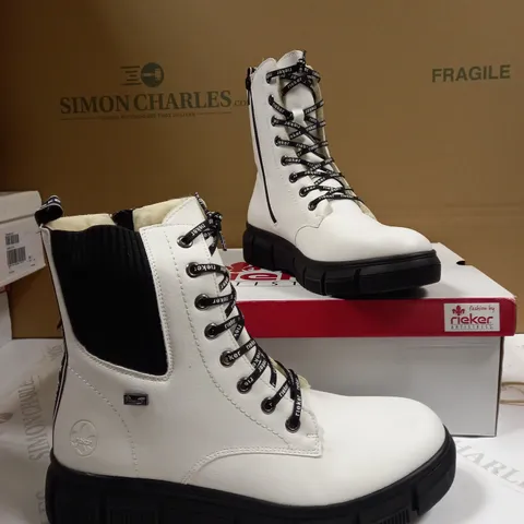 RIEKER ELASTIC PANEL WHITE BOOTS - UK SIZE 6.5