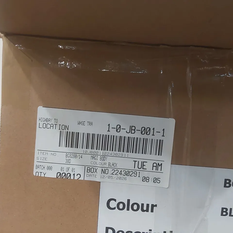 BOX CONTAINING APPROXIMATELY 12x BRAND NEW MAGISCULPT BLACK BODYSUITS - SIZE 38D