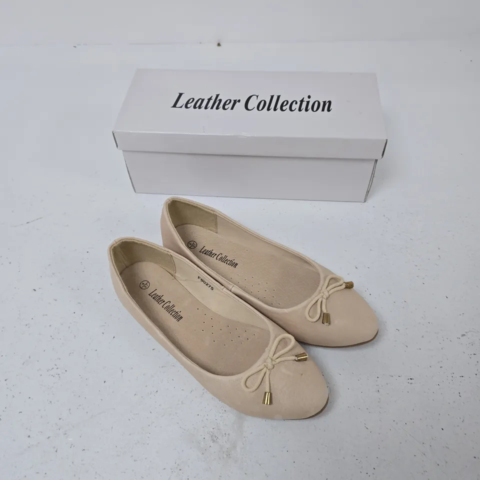 LEATHER COLLECTION NUDE LEATHER BALLET FLATS, UK 4 (EU 37)
