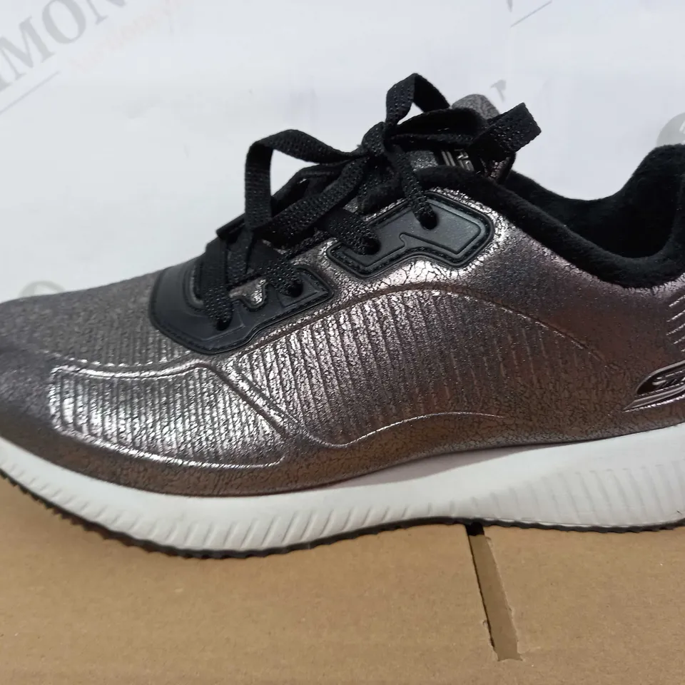 SKECHERS BOBS SPORT TRAINERS WITH MEMORY FOAM (PEWTER), SIZE 4.5 UK