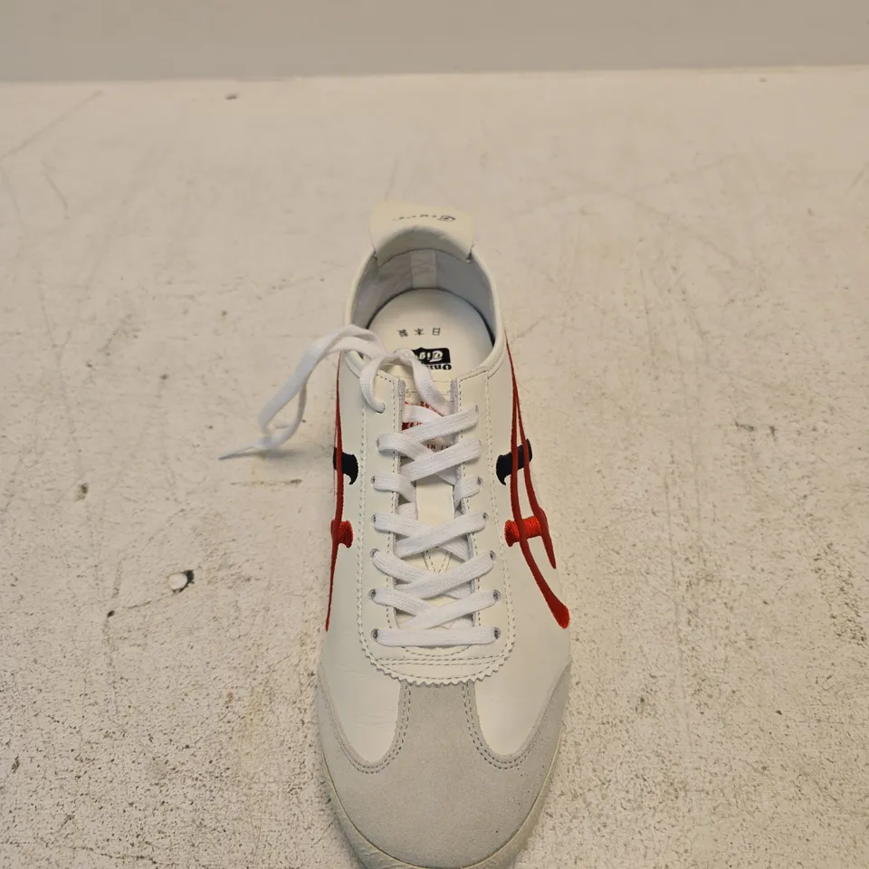 ONITSUKA TIGER SNEAKERS – WHITE/GREY WITH RED STRIPE, UK 6.5