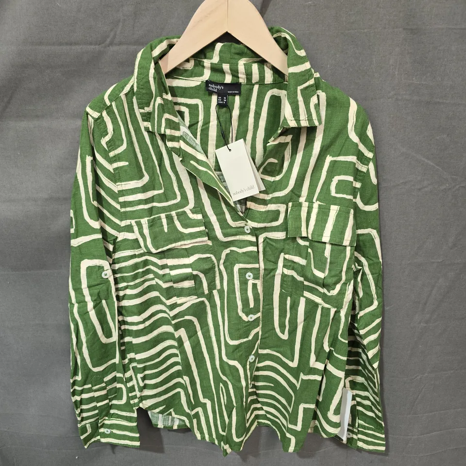NOBODY'S CHILD LINEN GREEN FRANKLIN SHIRT – WOMEN'S UK 10