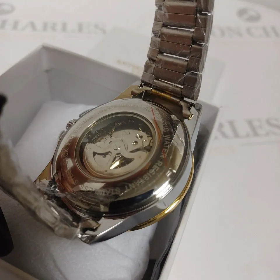 BOXED ANTHONY JAMES GENTS LIMITED EDITION TECHTONIC AUTOMATIC WATCH - STAINLESS STEEL GOLD