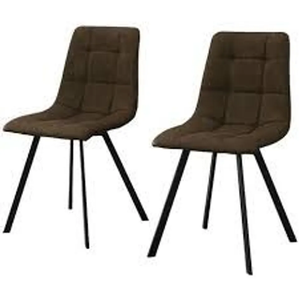 BOXED PAIR BROWN UPHOLSTERED DINING CHAIRS 