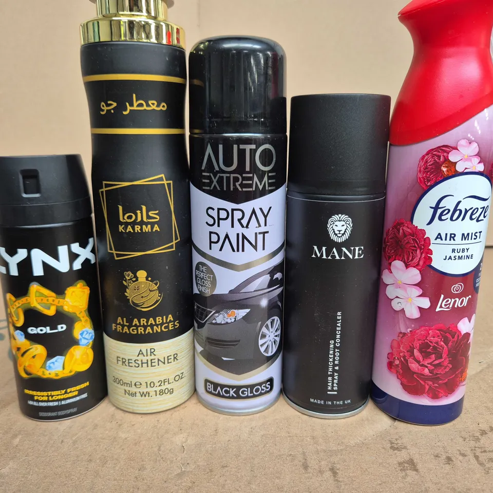 APPROXIMATELY 15 ASSORTED AEROSOLS TO INCLUDE LYNX, FEBREZE AND MANE