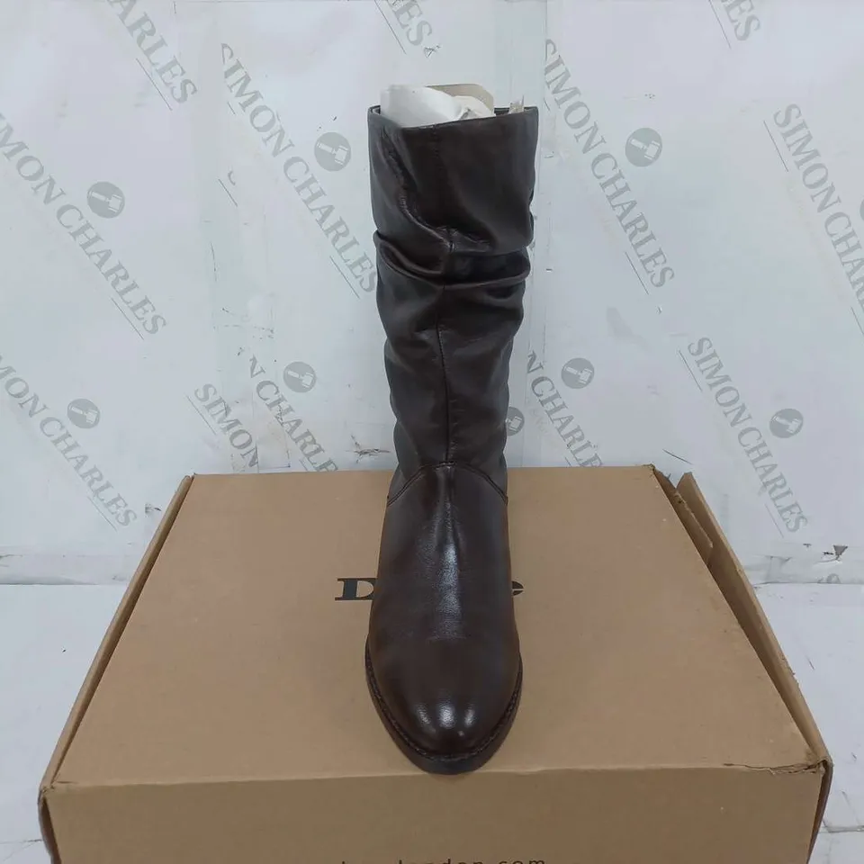 PAIR OF DUNE LONDON CALF BOOTS IN BROWN  - SIZE 3