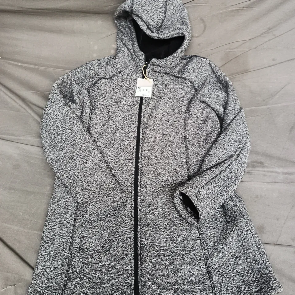MOUNTAIN WAREHOUSE MALLAIG LONGLINE WOMENS ZIP HOODED FLEECE IN GREY - UK 14 