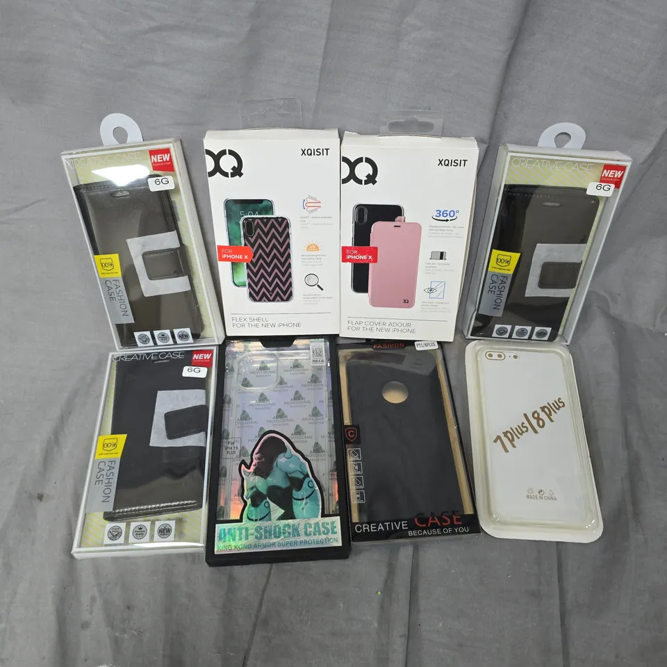 APPROXIMATELY 50 ASSORTED PHONE CASES FROM VARIOUS BRANDS AND IN VARIOUS STYLES FOR PHONES SUCH AS 6G, IPHONE X, IP 15 PLUS, ETC - COLLECTION ONLY