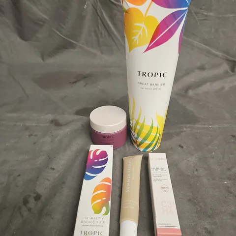 LOT OF APPROX 5 ASSORTED COSMETIC PRODUCTS TO INCLUDE - BIOSSANCE PRO-PEPTIDE LIP PERFECTOR - TROPIC GREAT BARRIER SUN LOTION - SUMMER FRIDAYS LIP BUTTER BALM - ETC