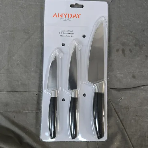 ANYDAY STAINLESS STEEL 3-PIECE KNIFE SET WITH SOFT-TOUCH HANDLES – JOHN LEWIS