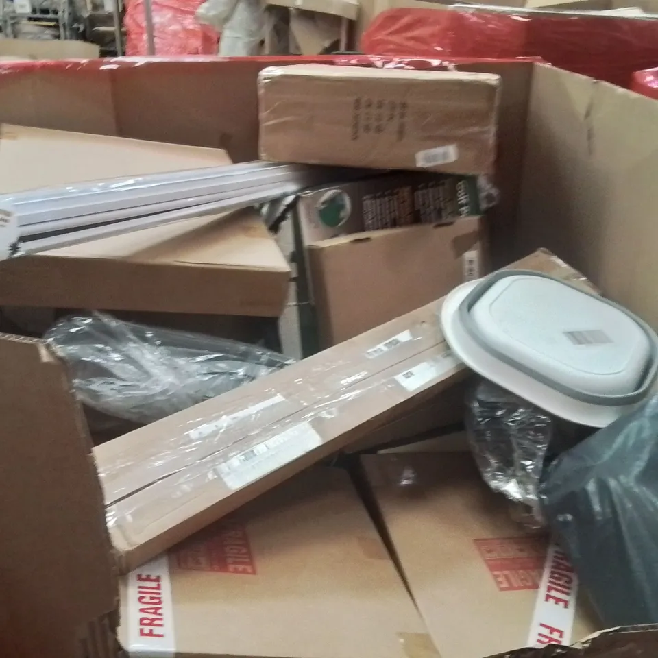 PALLET OF ASSORTED HOUSEHOLD GOODS AND PRODUCTS TO INCLUDE;TOILET SAFETY FRAMES,WALL CLOCK,PADDLES