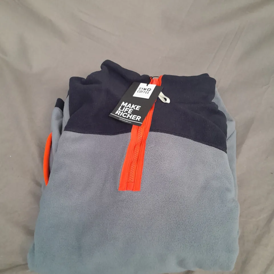 GYM+COFFEE HALF ZIP POLAR FLEECE IN STONE BLUE SIZE L