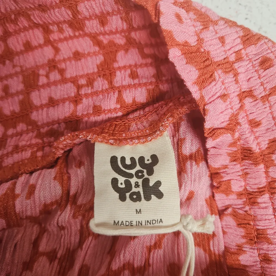 LUCY & YAK POPPY SKIRT – VISCOSE, COASTAL FLOWER PRINT, PINK – UK M