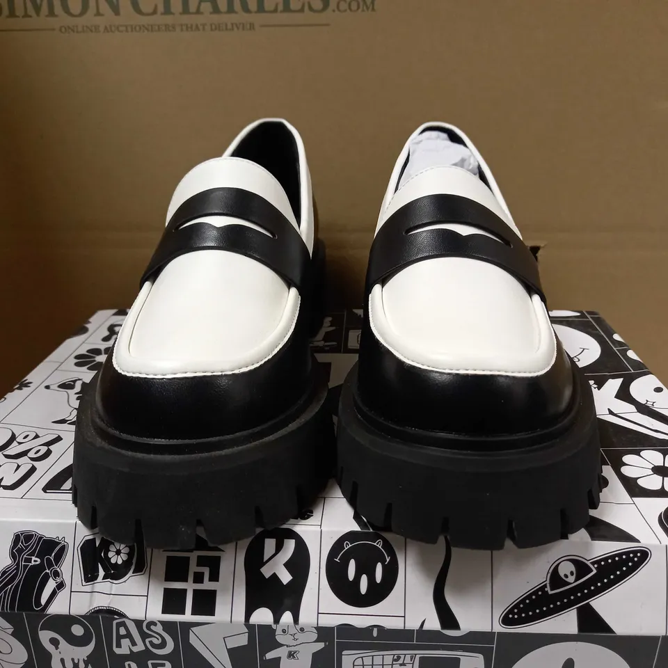 KOI WILLOW MONOCHROME VEGAN LOAFERS - SIZE 4
