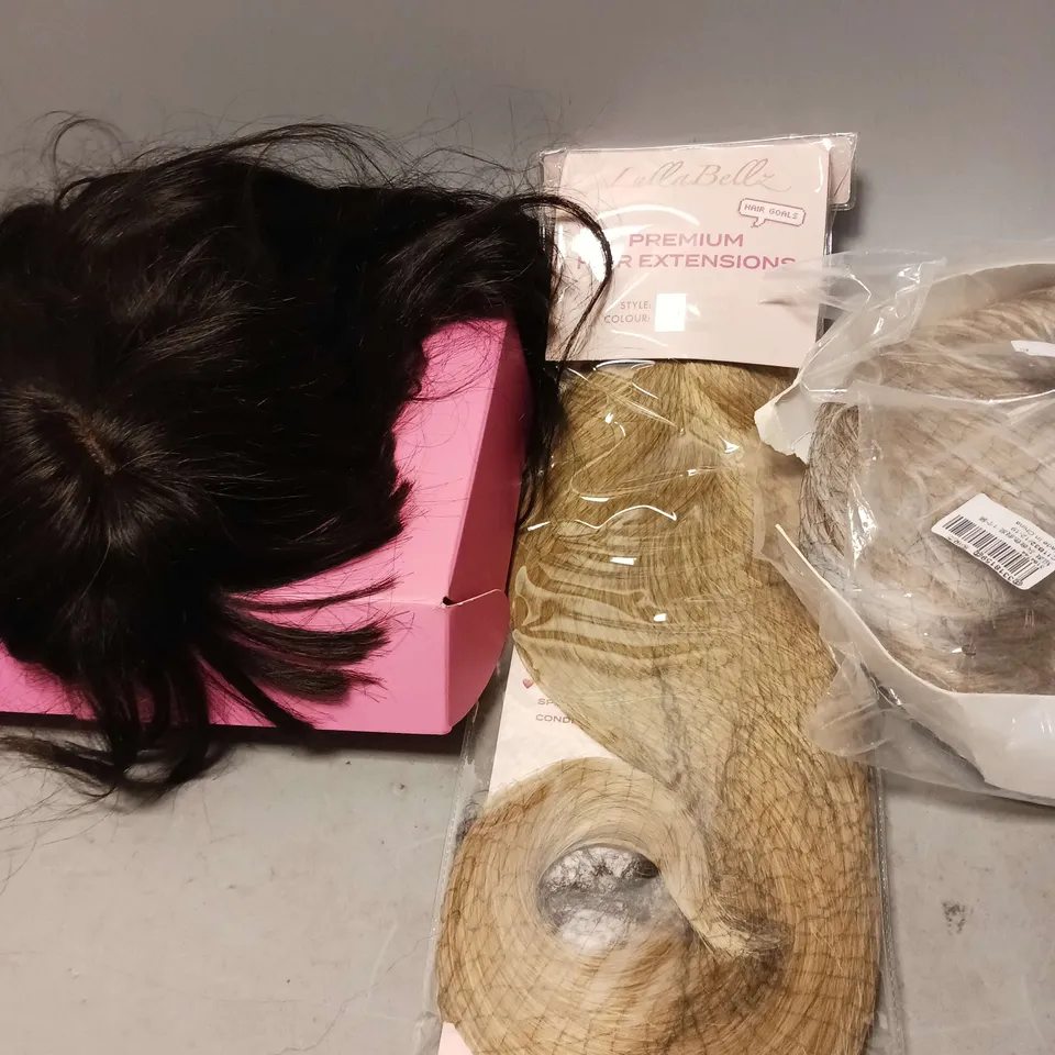 LOT OF 7 HAIR STYLING PRODUCTS TO INCLUDE WIGS AND EXTENSIONS
