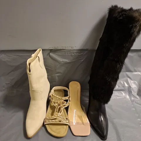 BOX OF APPROXIMATELY 15 PAIRS OF ASSORTED SHOES IN VARIOUS COLOUR, STYLES AND SIZES