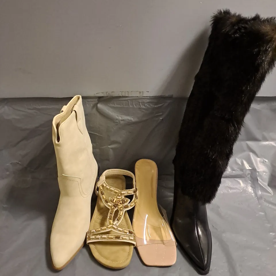BOX OF APPROXIMATELY 15 PAIRS OF ASSORTED SHOES IN VARIOUS COLOUR, STYLES AND SIZES