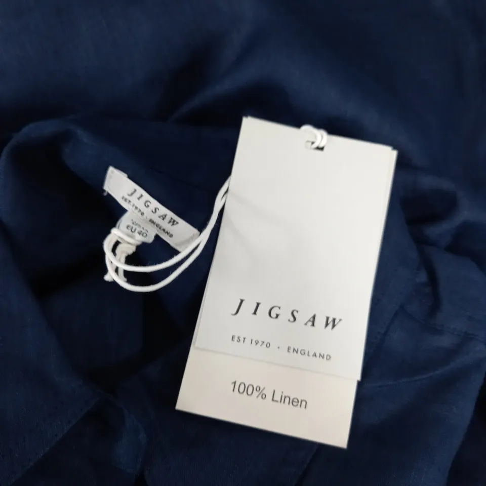 JIGSAW LINEN CASUAL SHIRT IN NAVY - UK 12