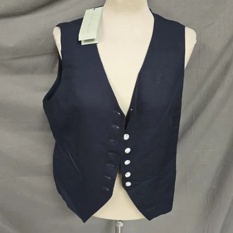 MINT VELVET LONGLINE LINEN WAISTCOAT IN NAVY SIZE 14