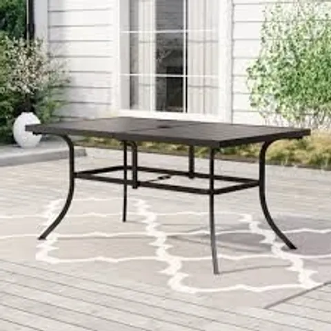 BOXED POWDER COATED METAL FRAM BLACK RECTANGULAR OUTDOOR PATIO DINING TABLE