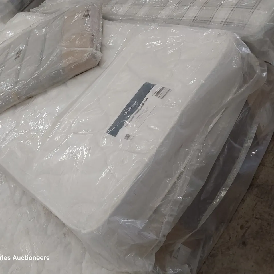 QUALITY BAGGED 3' SINGLE DIVAN BED COMPRISING SILENTNIGHT MIRACOIL DOUBLE SIDED MATTRESS, CHARCOAL BASE & GREY UPHOLSTERED HEADBOARD