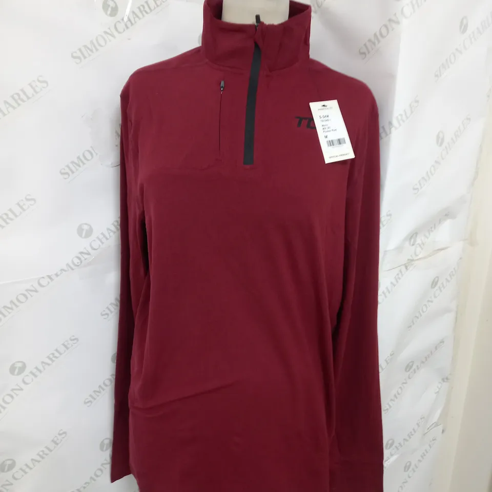 TCA FIT MENS 1/4 THIN TOP IN POWER RED SIZE M