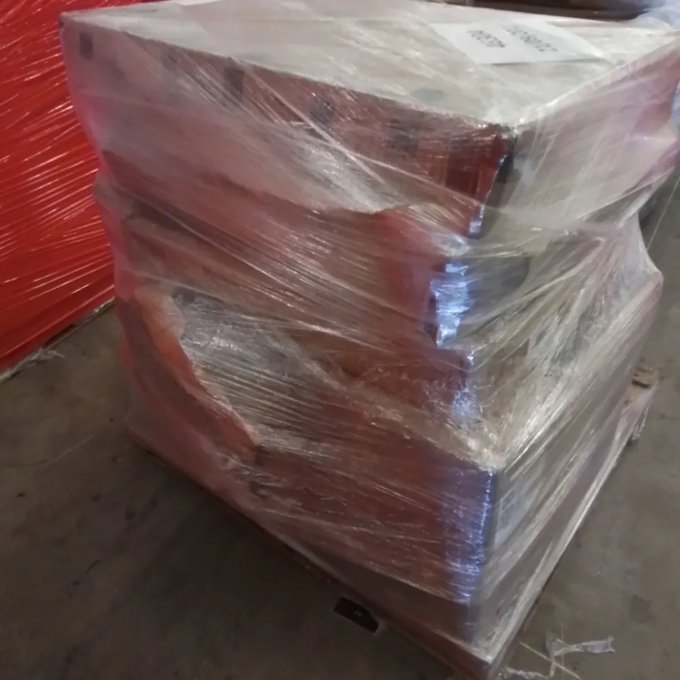 PALLET CONTAINING ASSORTED HOUSEHOLD & HOME IMPROVEMENT PRODUCTS. INCLUDES GAMING CHAIR, DINING CHAIRS AND OTHER BOXED FURNITURE ETC