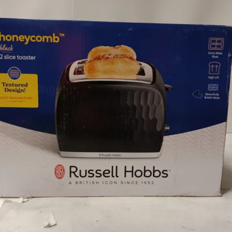 BOXEDRUSSELL HOBBS 2-SLICE TOASTER (RIO 26061) β BLACK, TEXTURED HONEYCOMB