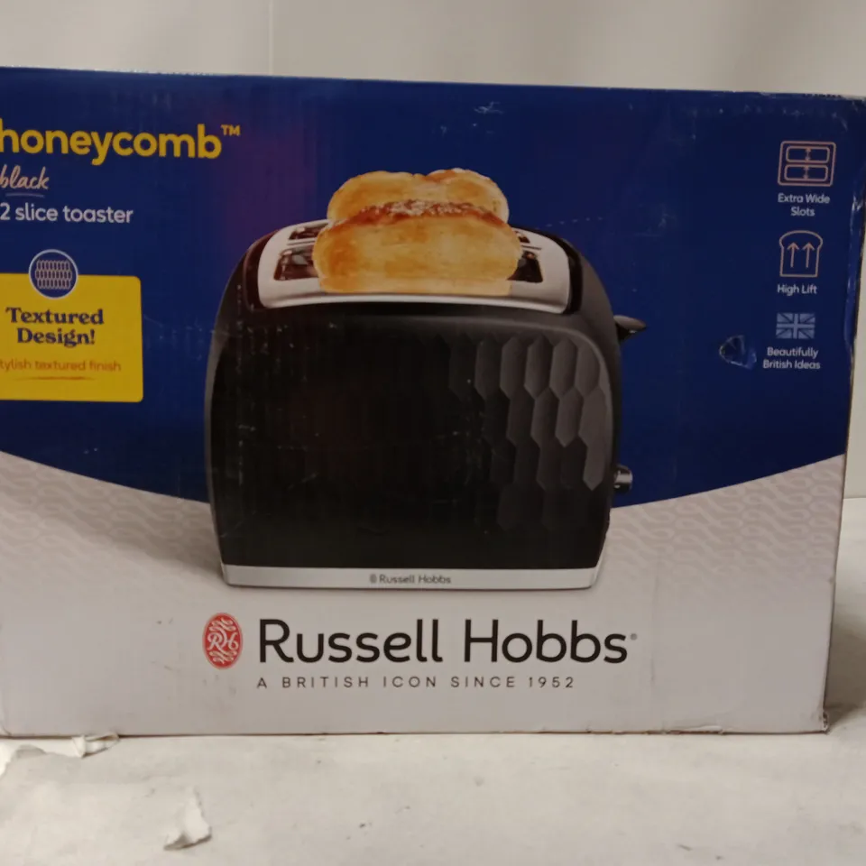 BOXEDRUSSELL HOBBS 2-SLICE TOASTER (RIO 26061) – BLACK, TEXTURED HONEYCOMB