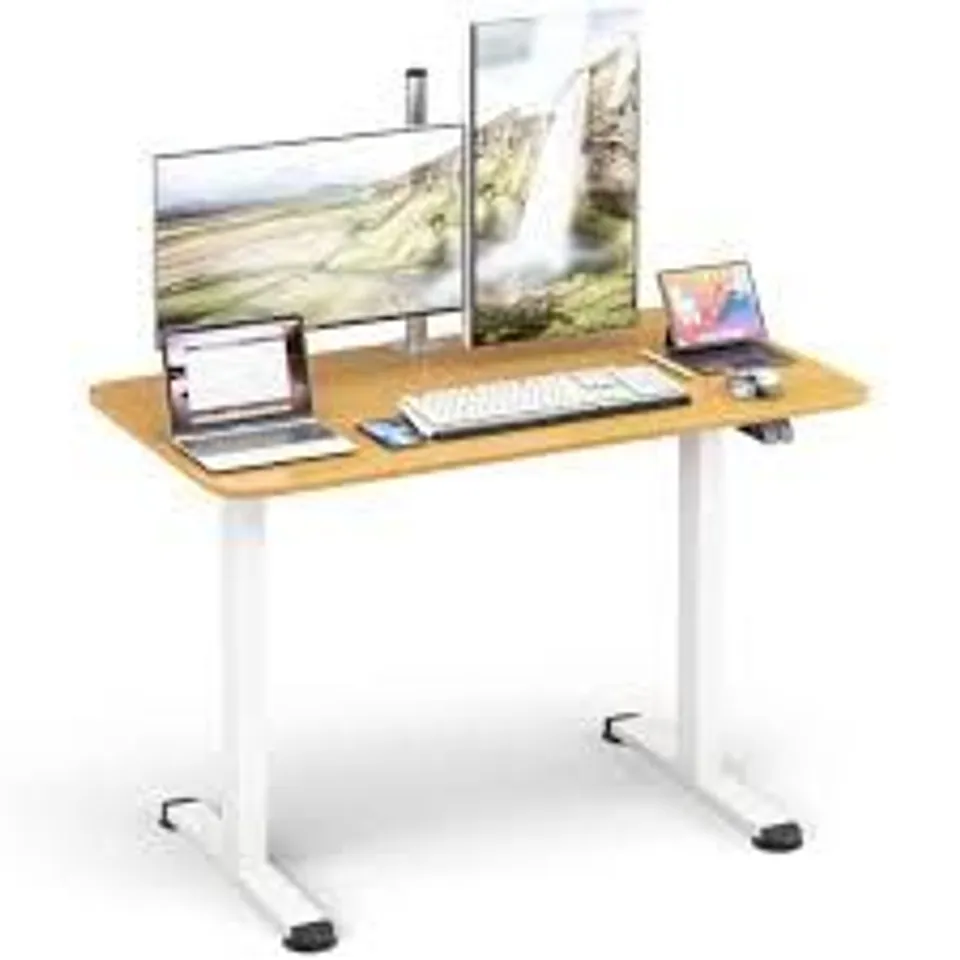 BOXED COSTWAY ELECTRIC HEIGHT ADJUSTABLE STANDING DESK WITH BUTTON CONTROLLER - NATURAL 