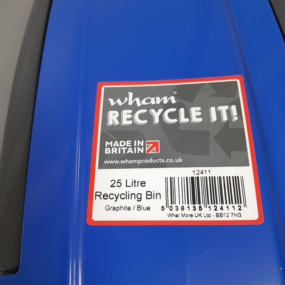 WHAM 25L RECYCLE BIN GRAPHITE/BLUE