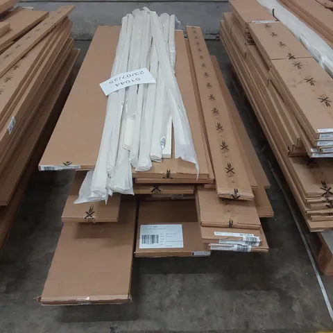 PALLET CONTAINING A LARGE QUANTITY OF BATHROOM PANELS INCLUDING: CALYPSO WORKTOP, PENTLAND CREAM PELMETS ECT