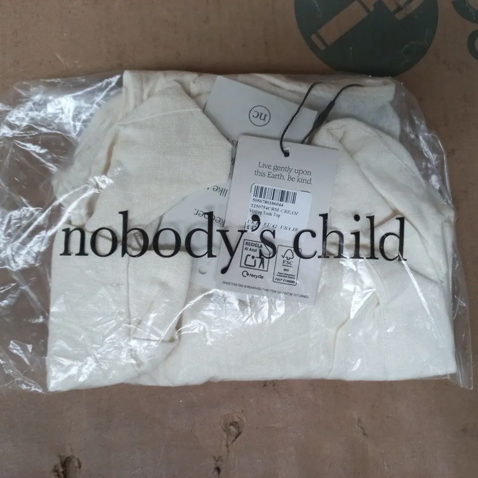 BAGGED NOBODY'S CHILD STIRLING TANK TOP IN CREAM SIZE UK 14