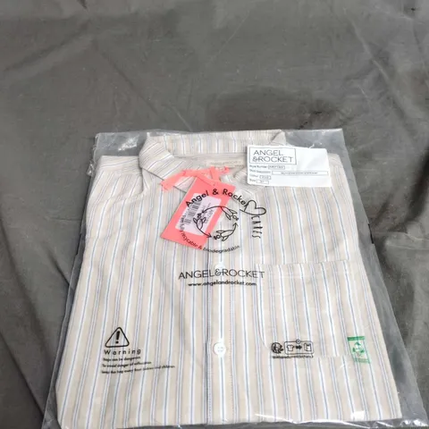 ANGEL & ROCKET STRIPED SHIRT – BUTTON-DOWN COLLAR SIZE 9YR