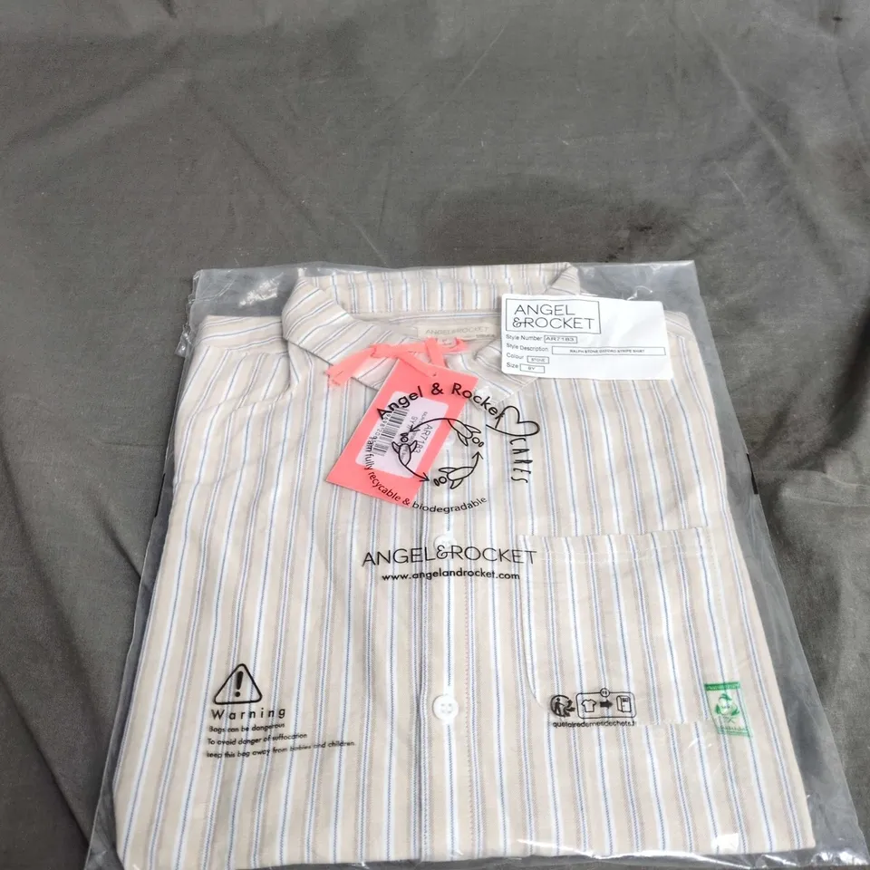 ANGEL & ROCKET STRIPED SHIRT – BUTTON-DOWN COLLAR SIZE 9YR