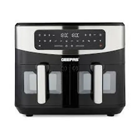 BOXED GEEPAS 10L DUAL BASKET DIGITAL AIR FRYER 